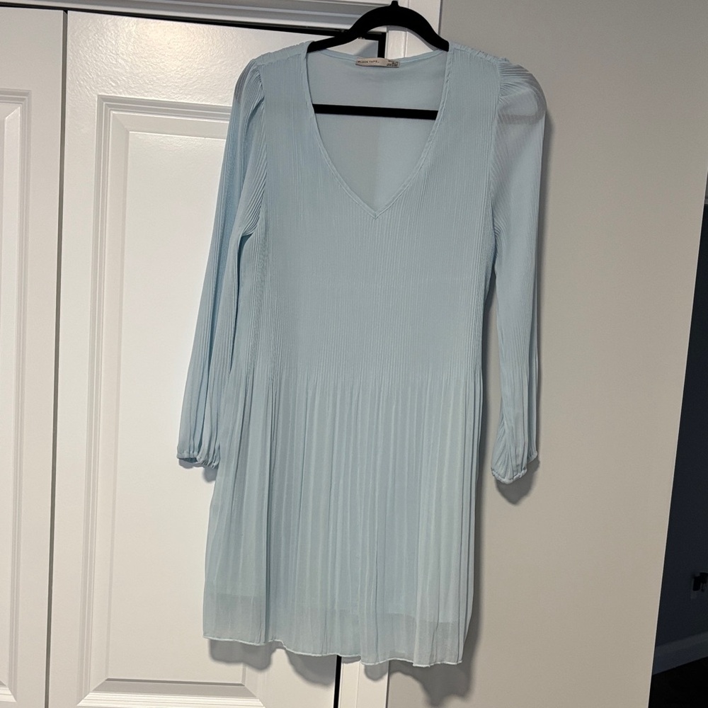 Black Tape Light Blue Long Sleeve Dress